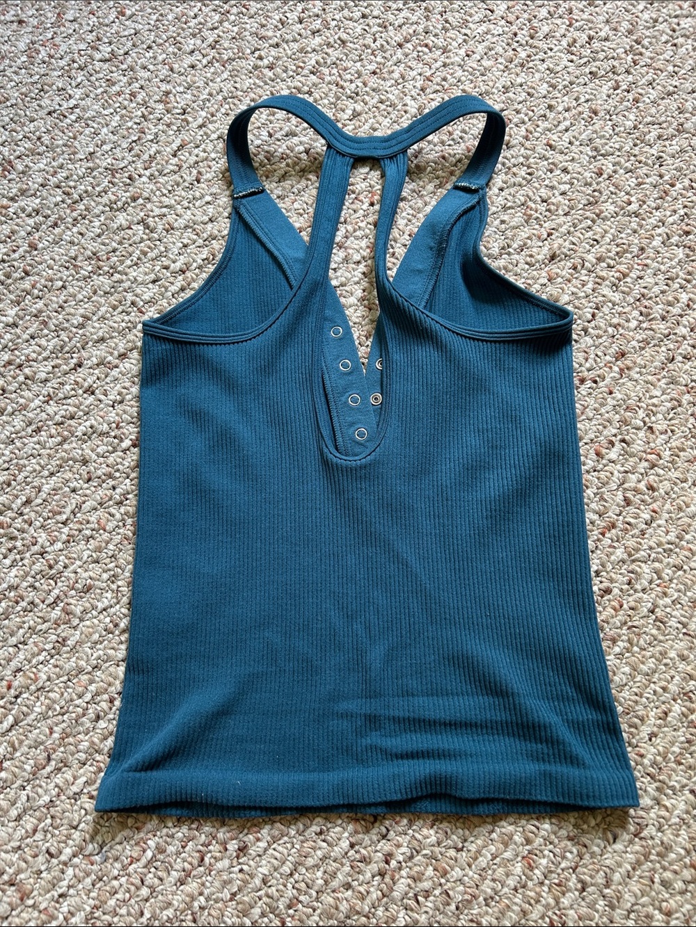 Women’s Deep Teal Ribbed Racerback Tank Top - Picture 3 of 5